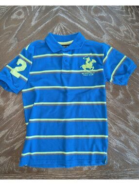 Vintage Y2K Kids Beverly Hills Polo Club Big Pony Striped Polo